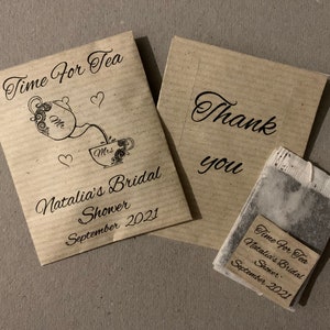 Personalised bridal shower/Hen do teabag favours (Time for tea) - Instagram: @Creationsbydmbdesign