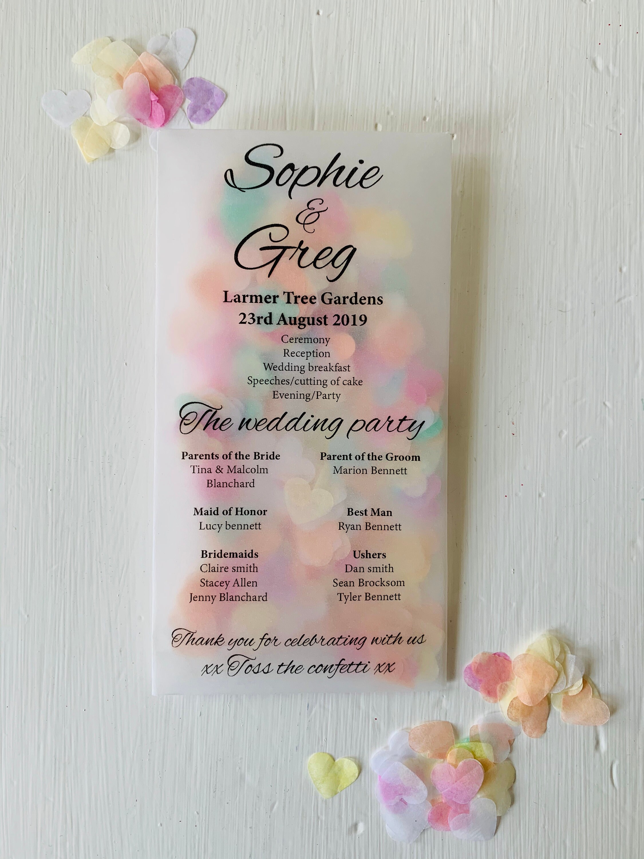 Personalised Wedding Day Confetti Bags Instagram creationsbydmbdesign