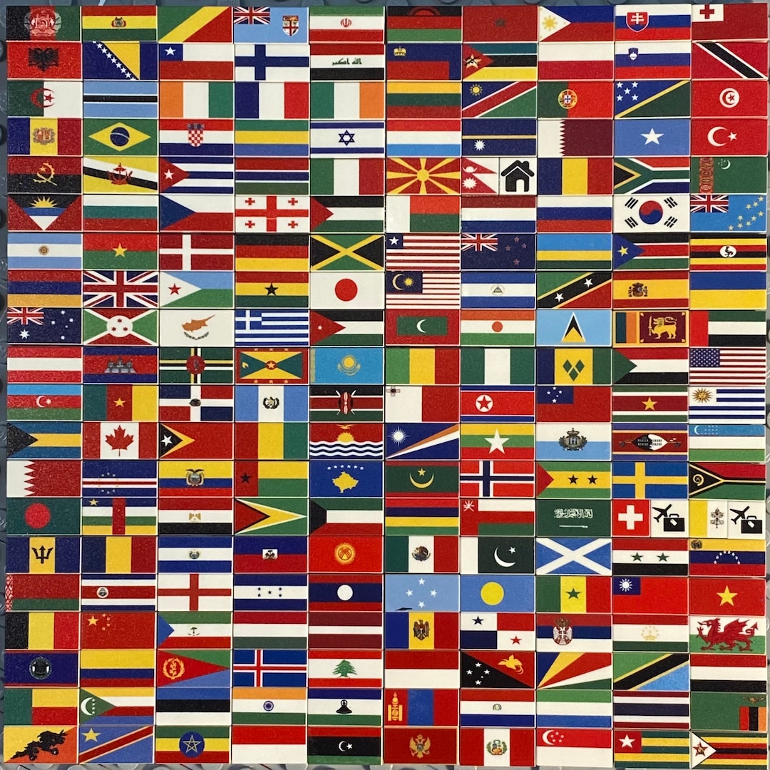 WORLD FLAGS 1x2 Printed Tiles Pin Location Any - Etsy