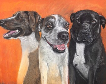 - Vintage Brown Boxer Dog Chalk Pastel Original Artwork American Folk Art Home Decor Retro Man/'s Best Friend Framed Illustration -