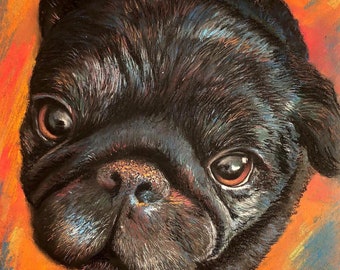 - Vintage Brown Boxer Dog Chalk Pastel Original Artwork American Folk Art Home Decor Retro Man/'s Best Friend Framed Illustration -