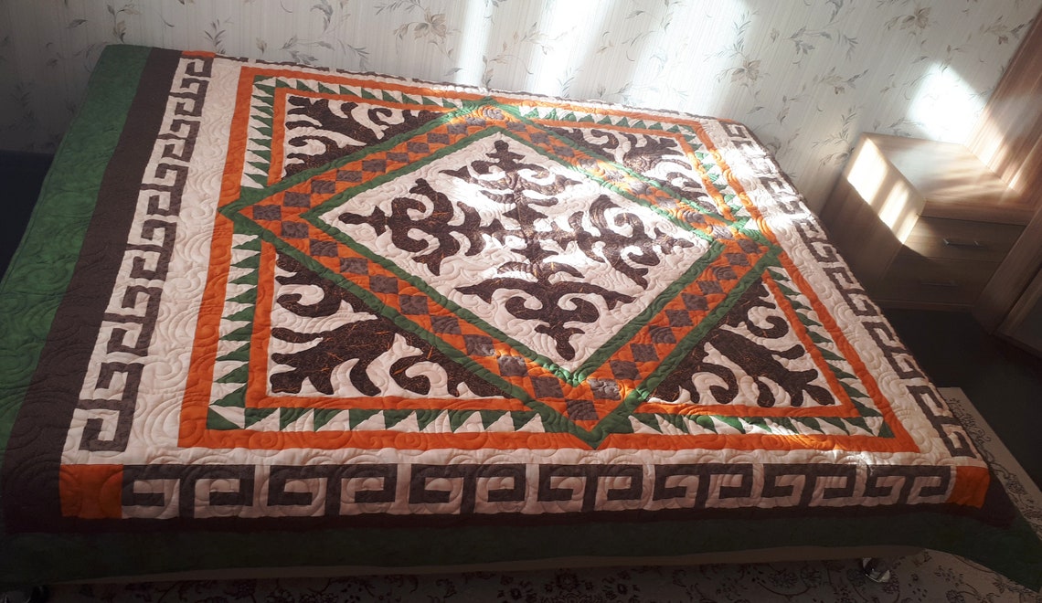 Queen Quilt in Ethnic Kazakh Style Etsy
