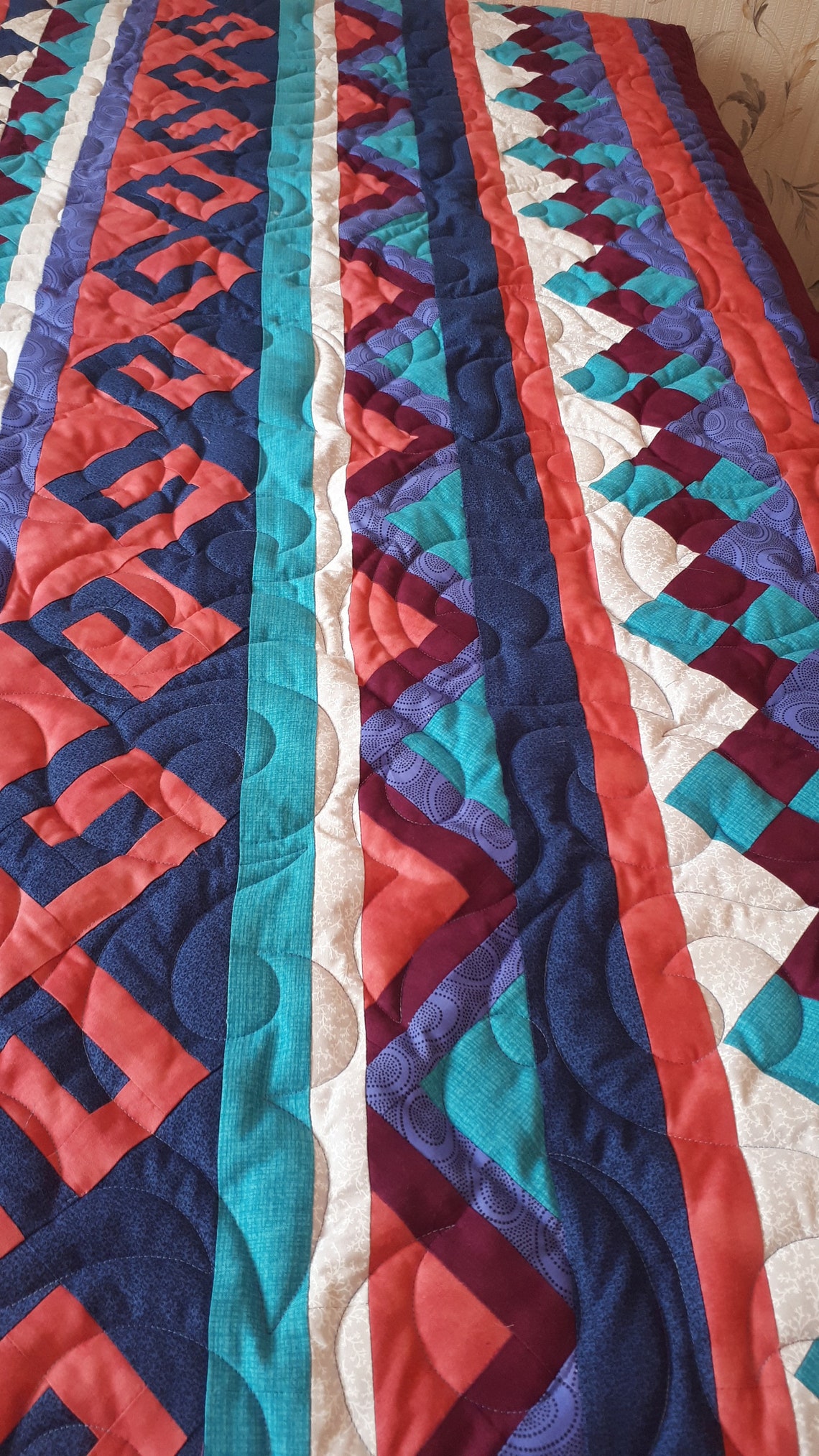Queen quilt ethnic southwestern tribal style Etsy
