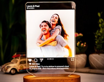 Instagram Style 3D Led Lamp Gift. Personalised Lamp Gift for Her. Night Light Gift for Him. Custom 3D Led Lamp with Photo Anniversary Gift