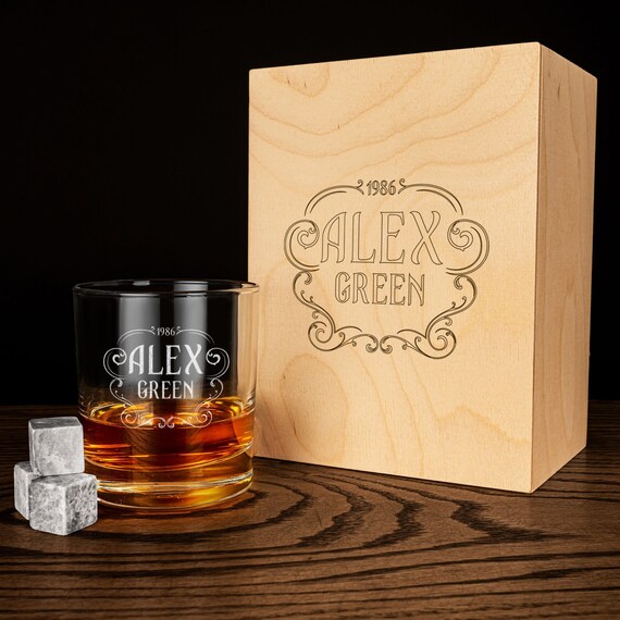 Personalized Whiskey Gift Set With Personalized Glass Whiskey - Etsy