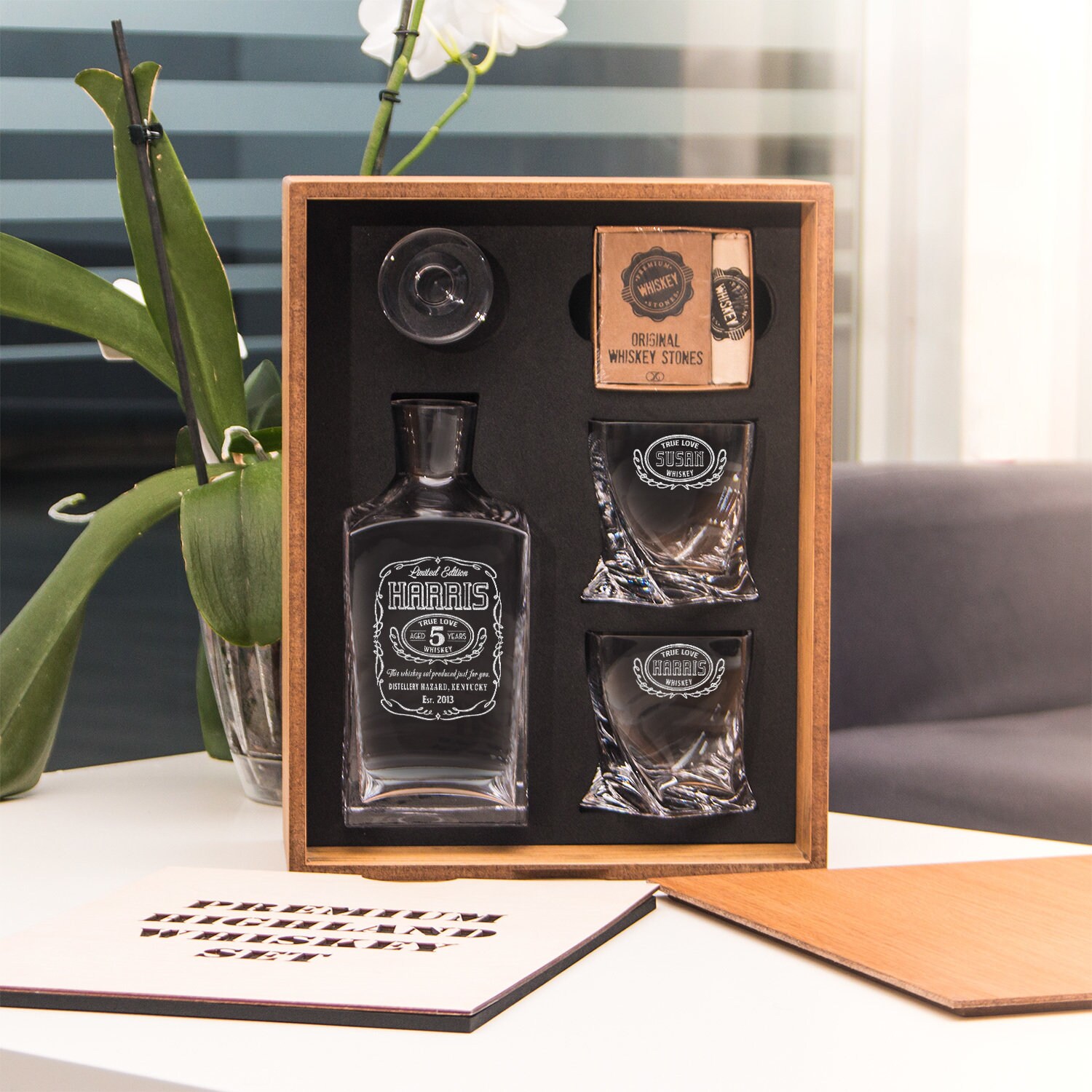 Personalized Whiskey Set With Decanter Whisky Glasses and Etsy UK