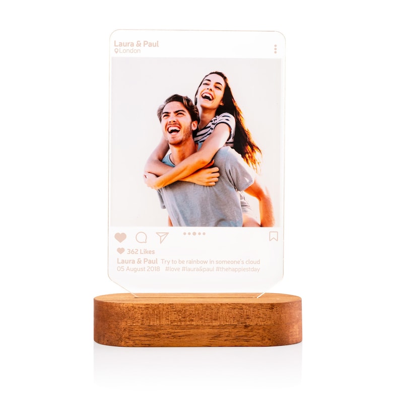 Instagram Style 3D Led Lamp Gift. Personalised Lamp Gift for image 1