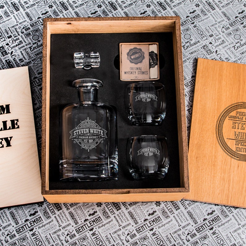 Premium Whiskey Decanter Set as Fathers Day Gift for Dad