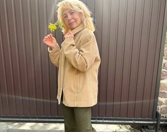Vintage Minimalist Crop Jacket, 90s Button up Harrington Jacket
