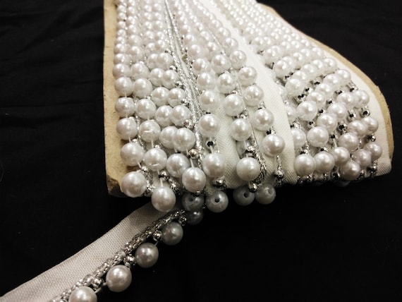 10 yard Indien blanc pompon/latken Beaded trim, perle de frange garniture garniture frange Garniture gitan boho, blanc nacre de perle perles garniture, de la garniture de mariage, b5f5a8 10 yard Indien blanc pompon/latken Beaded trim, perle de frange garniture garniture frange Garniture gitan boho, blanc nacre de perle perles garniture, de la garniture de mariage, b5f5a8