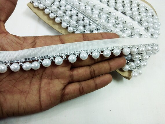 10 yard Indien blanc pompon/latken Beaded trim, perle de frange garniture garniture frange Garniture gitan boho, blanc nacre de perle perles garniture, de la garniture de mariage, b5f5a8 10 yard Indien blanc pompon/latken Beaded trim, perle de frange garniture garniture frange Garniture gitan boho, blanc nacre de perle perles garniture, de la garniture de mariage, b5f5a8