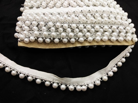 10 yard Indien blanc pompon/latken Beaded trim, perle de frange garniture garniture frange Garniture gitan boho, blanc nacre de perle perles garniture, de la garniture de mariage, b5f5a8 10 yard Indien blanc pompon/latken Beaded trim, perle de frange garniture garniture frange Garniture gitan boho, blanc nacre de perle perles garniture, de la garniture de mariage, b5f5a8