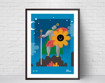 Sunflower Knight - Print / Poster / Wall Art A4