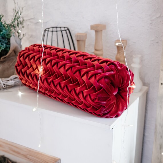 red bolster pillow