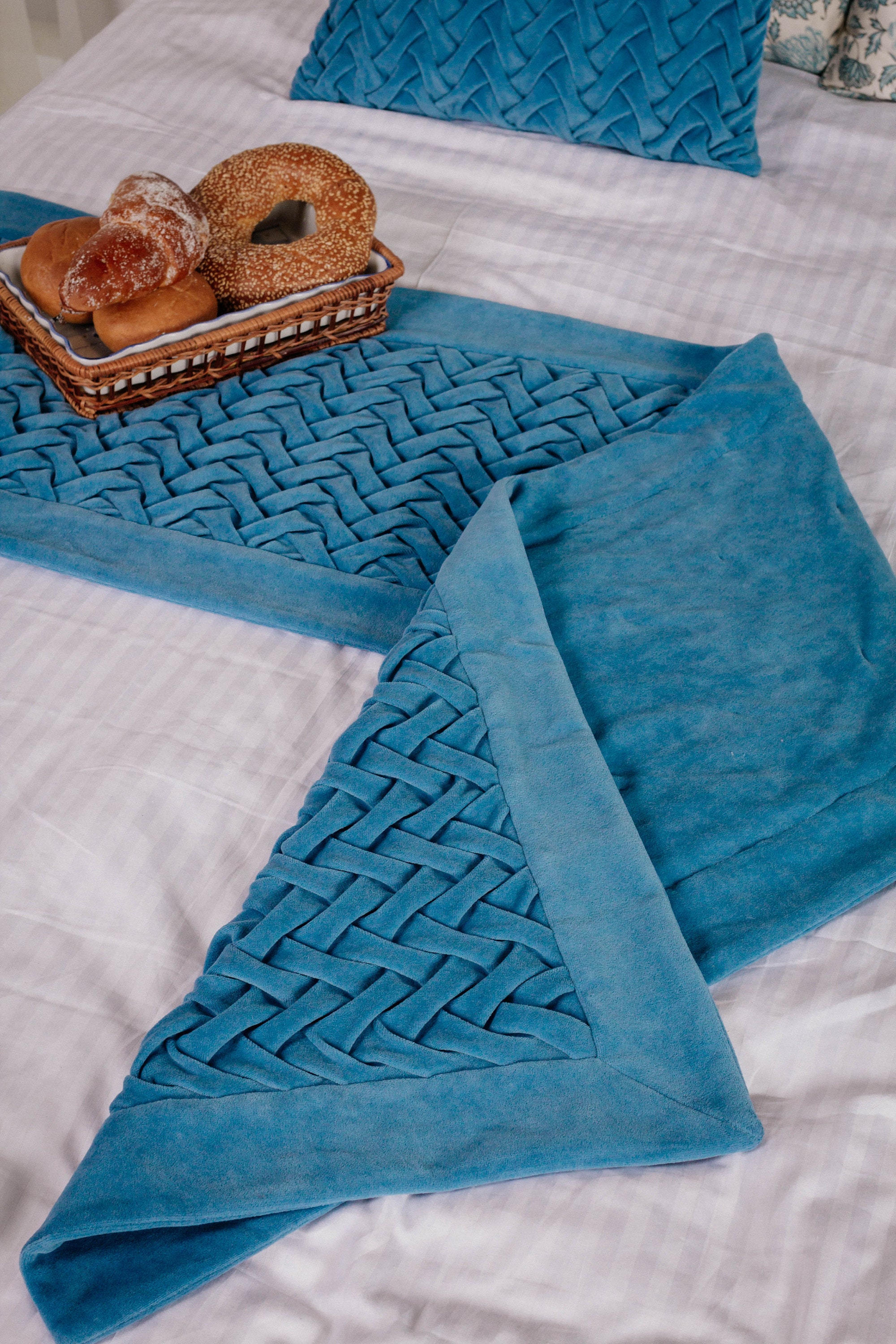 Bed Runner and Pillows. Bed Scarf and Throw Pillows. Light Etsy