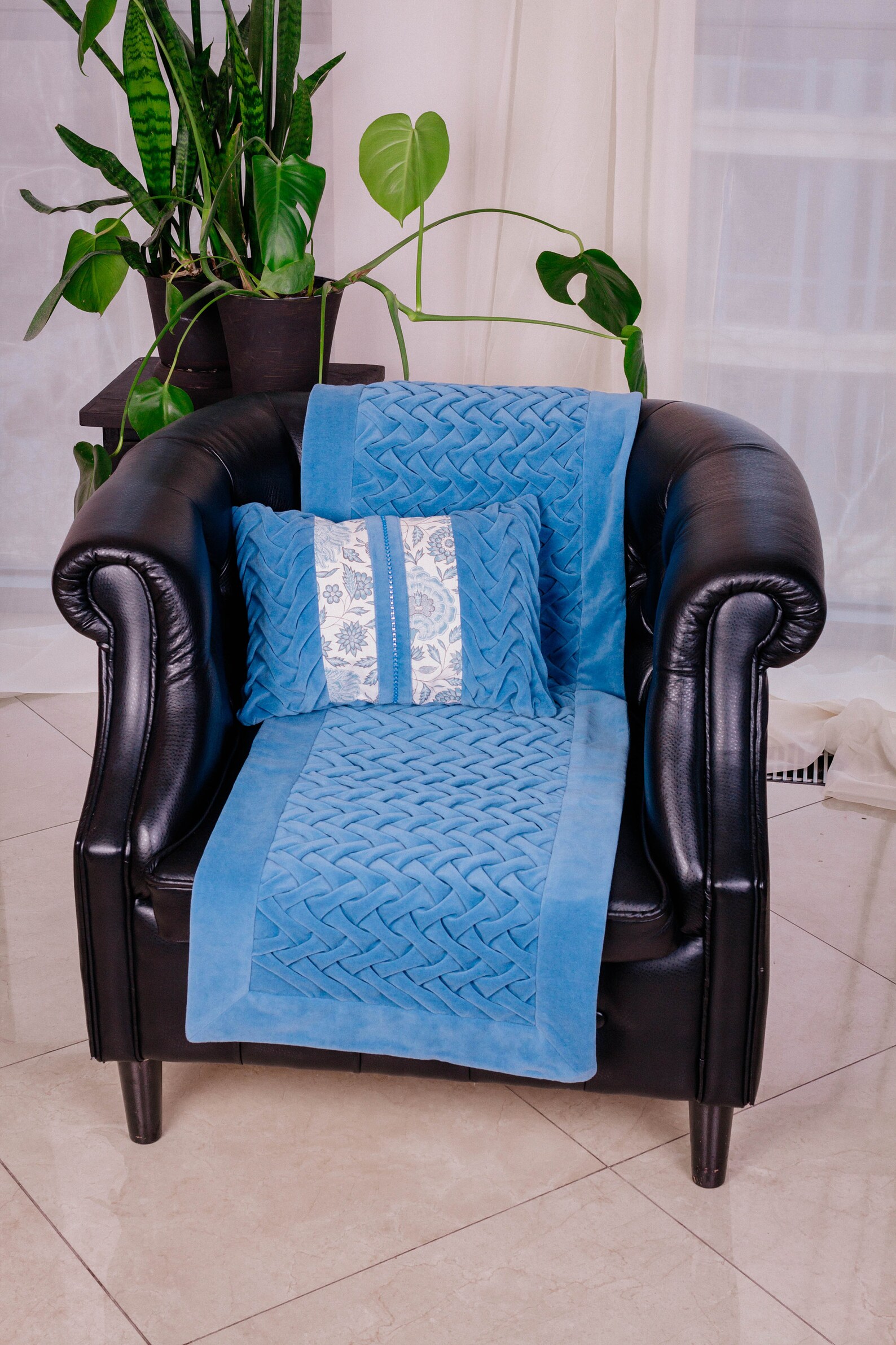 Bed Runner and Pillows. Bed Scarf and Throw Pillows. Light Etsy