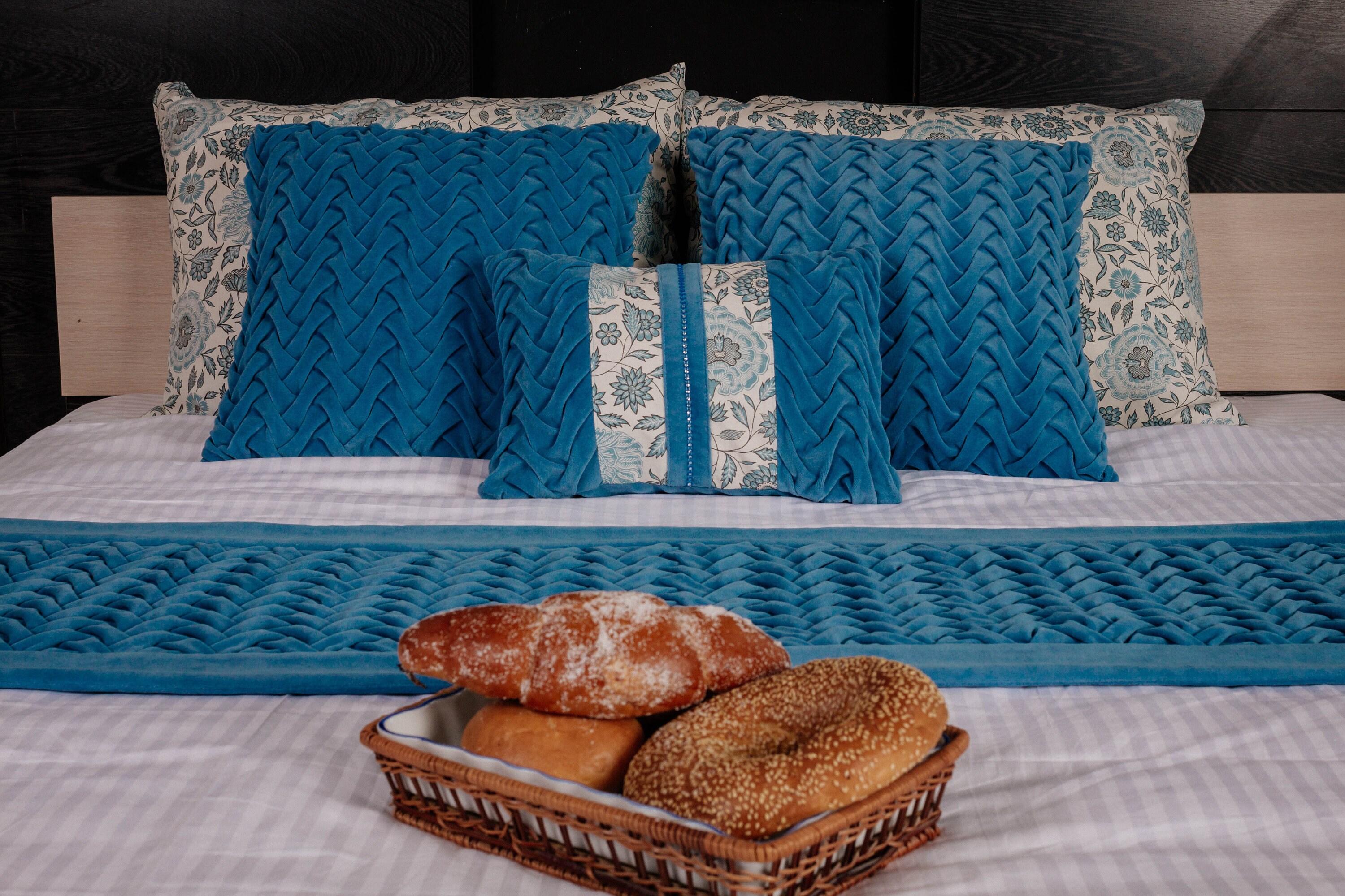 Bed Runner and Pillows. Bed Scarf and Throw Pillows. Light Etsy