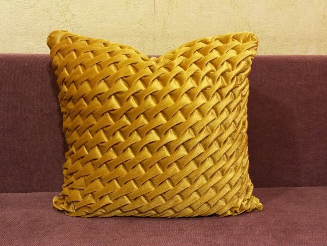 Gold Yellow Throw Pillows Velvet Pillow Cover Mustard Etsy