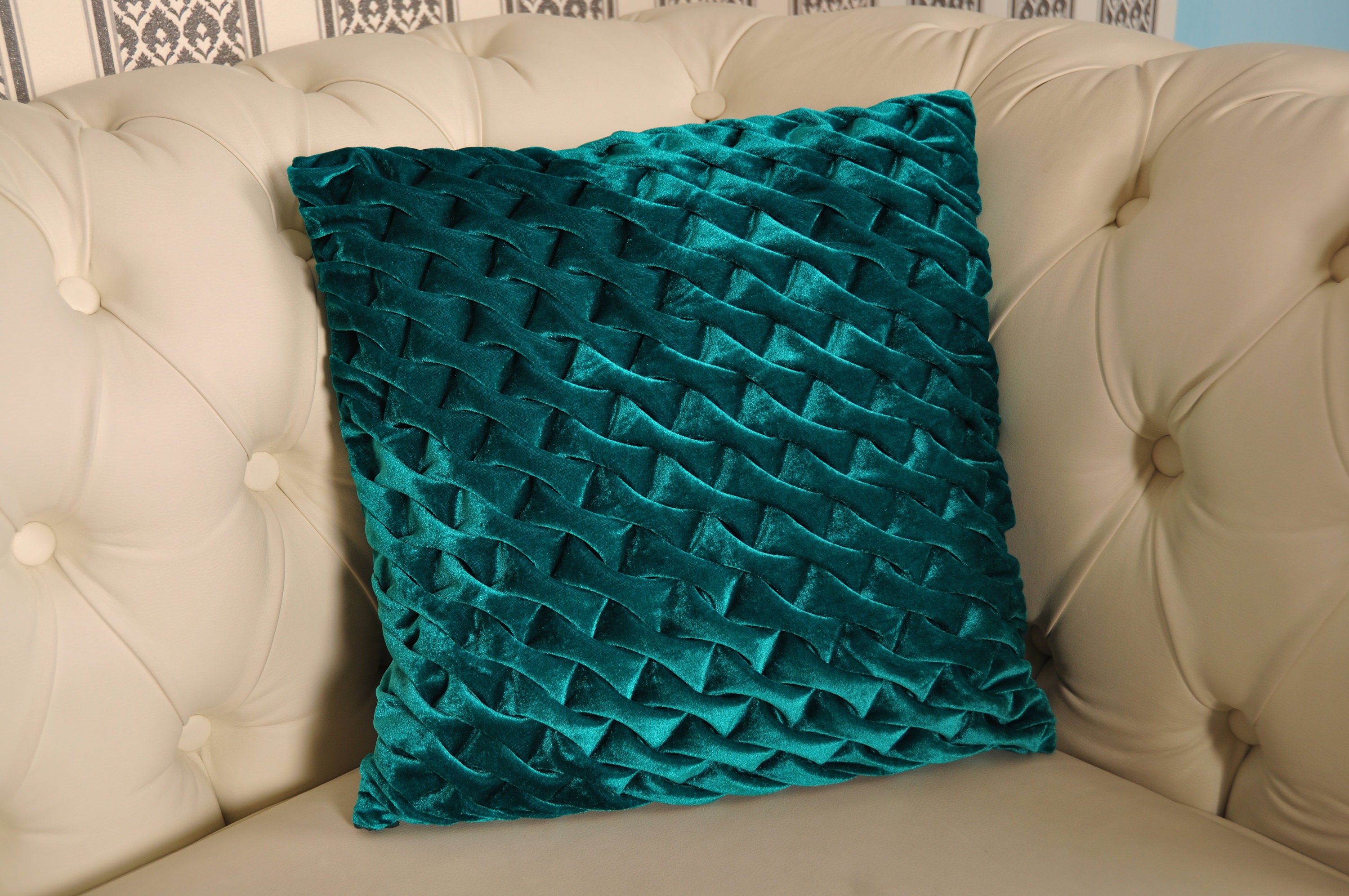 teal boho pillow