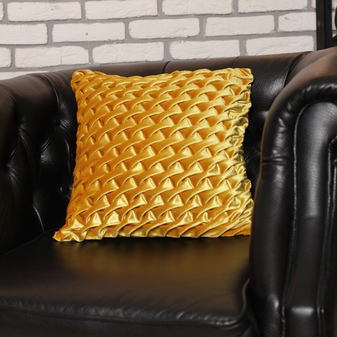 Gold Yellow Throw Pillows Velvet Pillow Cover Mustard Etsy