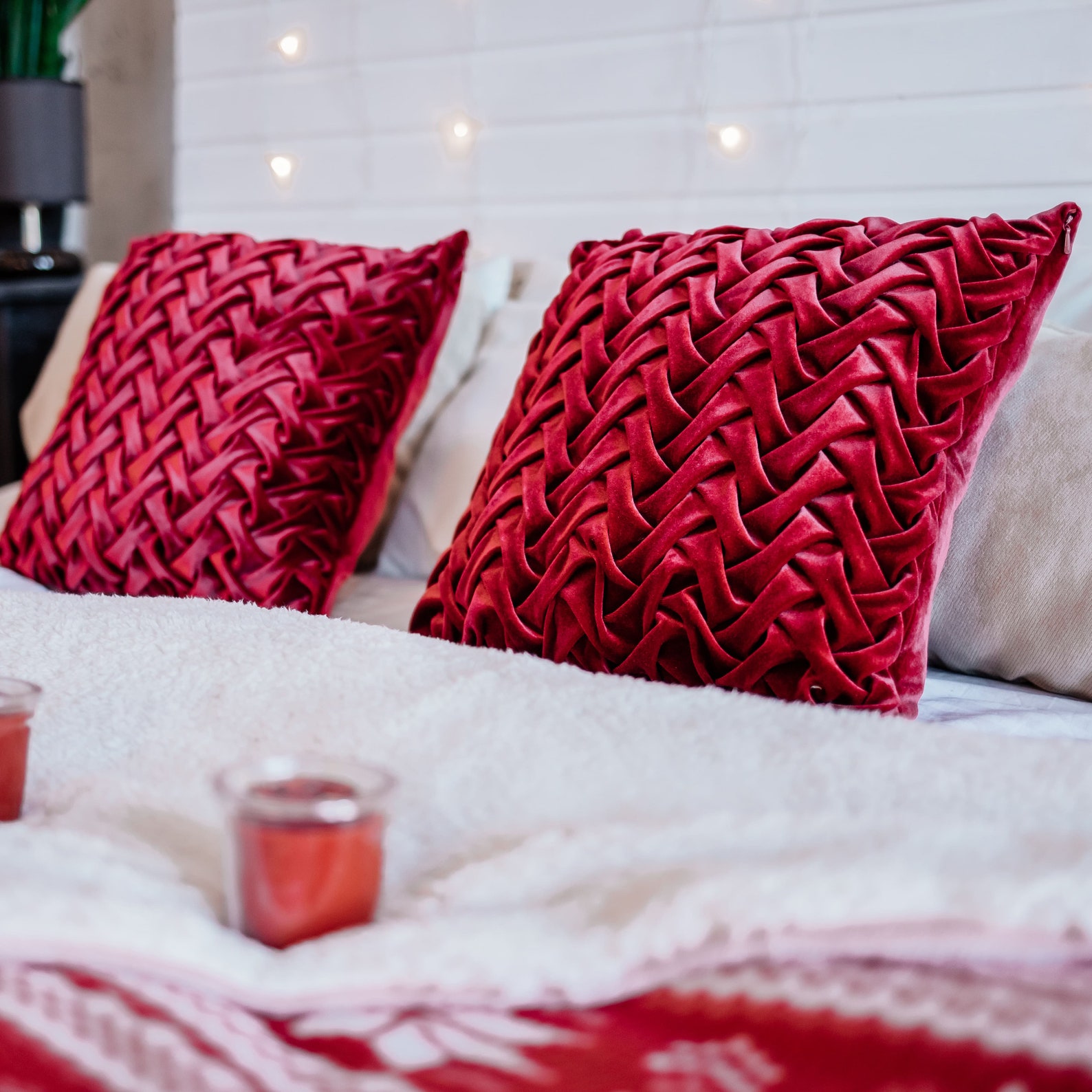 Dark Red Throw Pillow Covers Velvet Burgundy Pillows Etsy