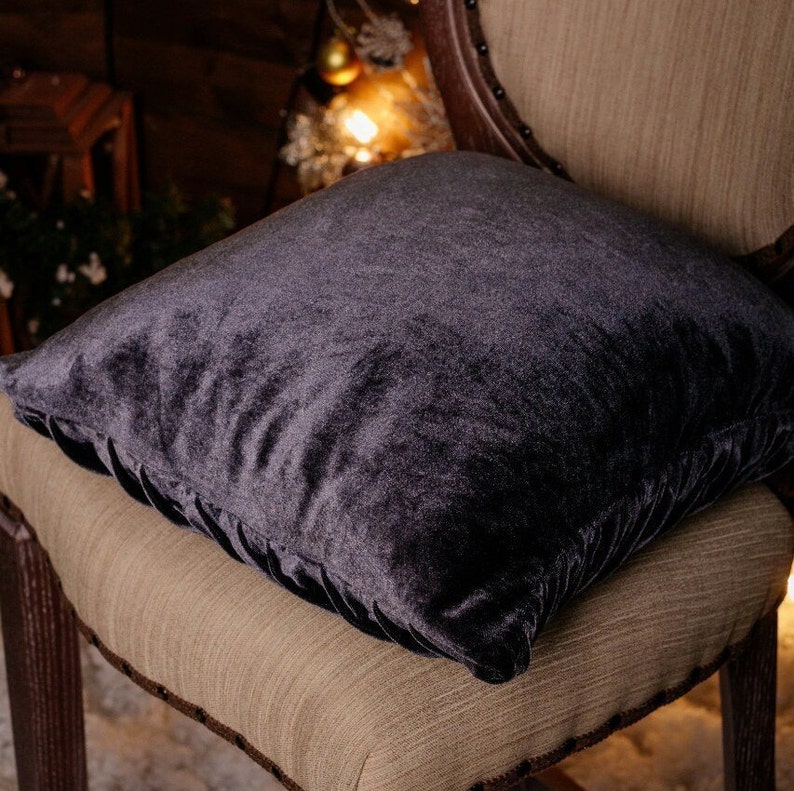 Grey Throw Pillow Covers Velvet Pillow Grey Euro Sham Etsy