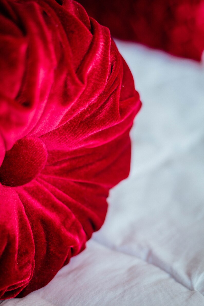 Velvet Bolster Pillow Cover Red Throw Pillow Long Lumbar Etsy