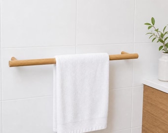 Wooden Towel Rack for Bathroom | Oak or Walnut Wall Mounted Towel Rail