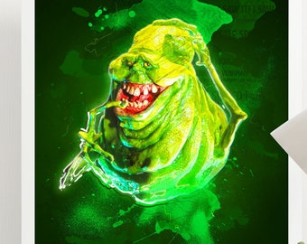 Ghostbusters Slimer Art Poster Print - Wall Art - Size A4