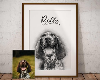 Custom Dog Sketch Portrait from Photo | Personalized Dog Illustration | Dog Memorial Gift | Custom Dog Digital Artwork