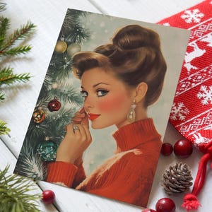 Vintage Christmas Card | Retro illustration | Christmas Tree | Nostalgic 1970s Christmas Card