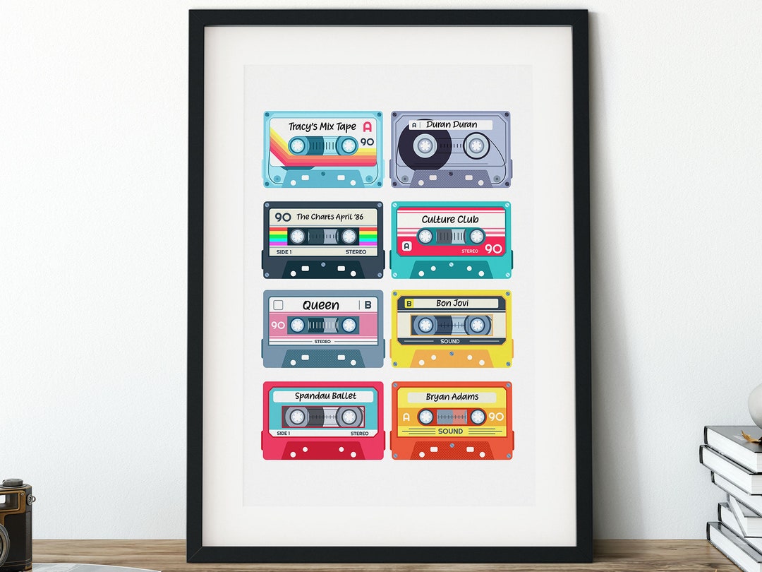 Personalised Cassette Tape Playlist Retro Print Poster Wall Art Etsy