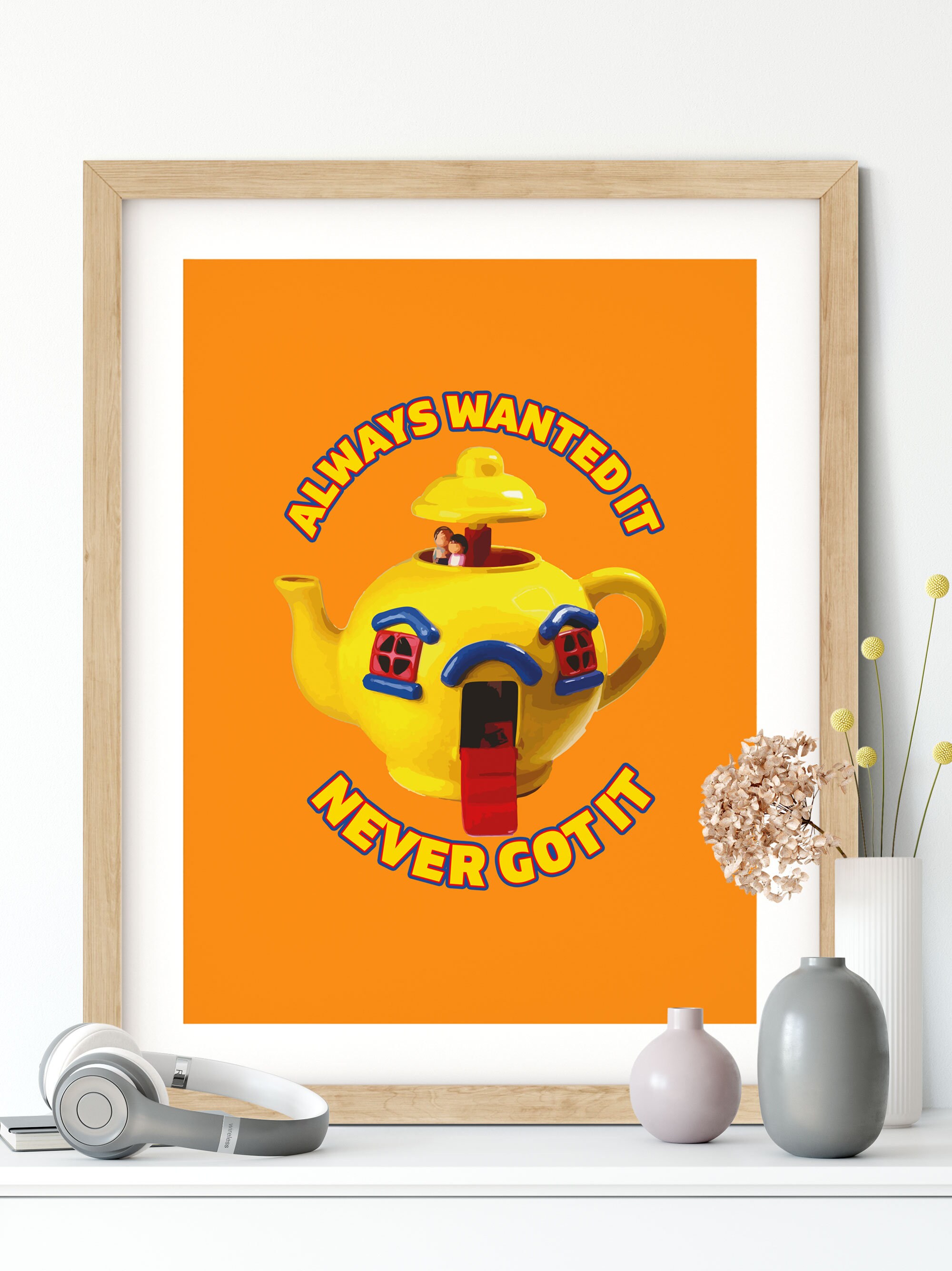 Big Yellow Teapot Print Motivational Inspirational Retro Etsy UK
