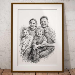 Custom Pencil Sketch from Photo, Custom Portrait Drawing Print, Bespoke Family Portrait, Pet Couple Gift, Posted Print UK, Digital art