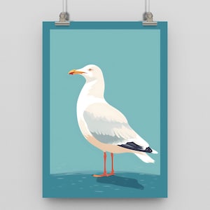 Seagull Print | Modern Minimal art print | Home art | Poster Print | Modern Art | Home Office | Kitchen Print | British Birds