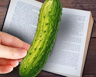Pickle Bookmark Die Cut – Funny Vegetable Bookmark, Cute Green Book Accessory, Quirky Gift for Book Lovers