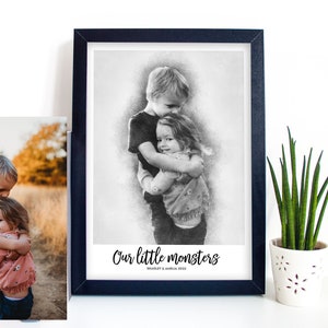 Personalised Pencil Sketch Portrait From Your Photo - Digital Sketch Art Print Drawing - Photo to Art
