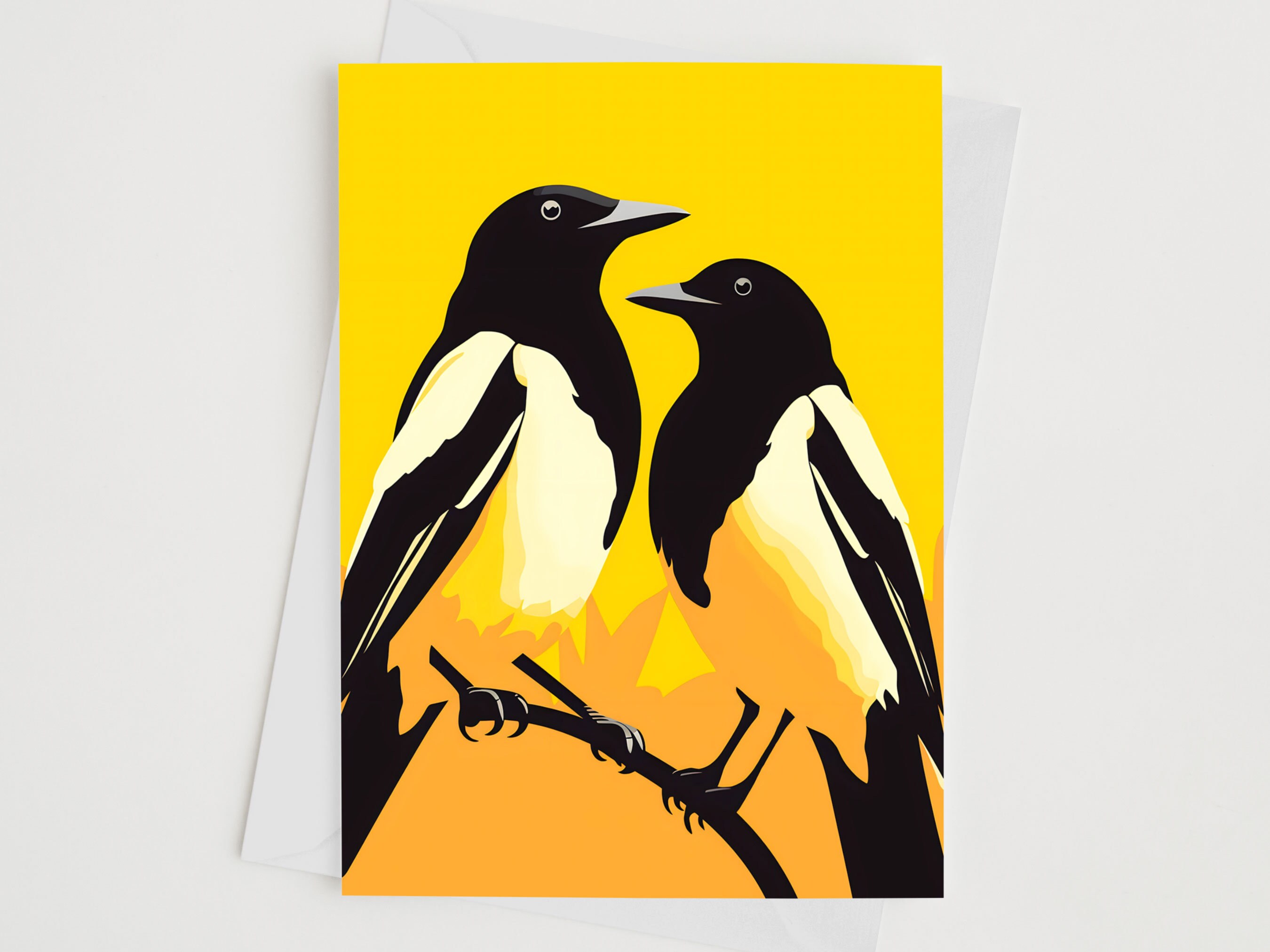 Magpies greeting card - minimal art - modern art - occasion card - art card - birthday