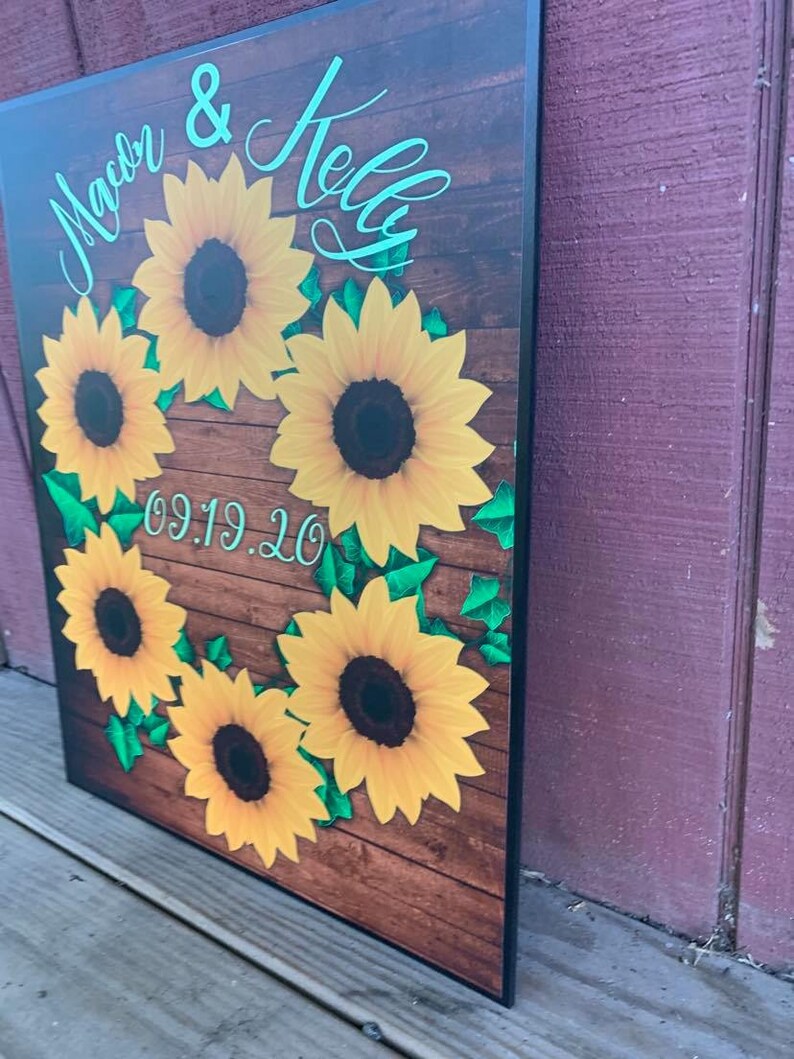 Sunny Days Rustic Wood Sunflower Guest Book Alternative Etsy