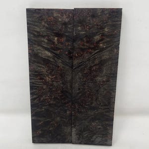 Pair of Bookmatched Stabilized Black Dyed Figured Big Leaf Maple Knife Scales, Knife Handle Scales, Knife Material, #MB333 - READY to SHIP