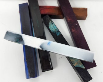 Hybrid Pen Blanks: Stabilized Spalted Maple Burl & Alumilite Resin - Set of 6
