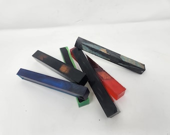 Bundle of Six Hybrid Pen Blanks Grab Bag Assortment in Various Colors and Various Woods, Red Blue Black Green, as Shown, PB4 - READY to SHIP