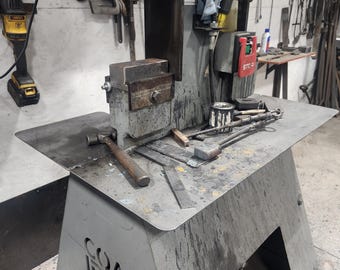Coal Iron Press 10g Sheet Metal 36" x 24" Work Table Top with Radius Corners, Work Bench, Custom Work Space, Tool Die Storage, Bare Metal