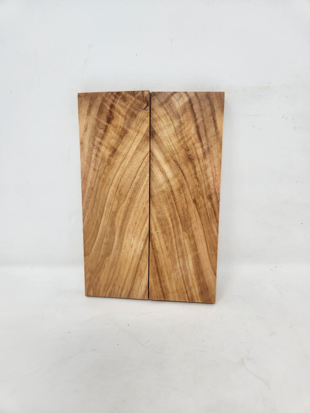 Set of Two Stabilized Bookmatched Natural Olive Wood Knife Scales