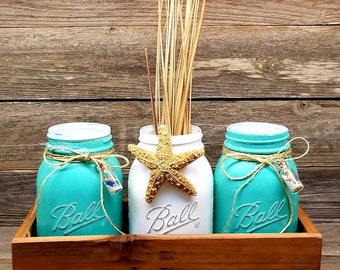 nautical mason jars beach