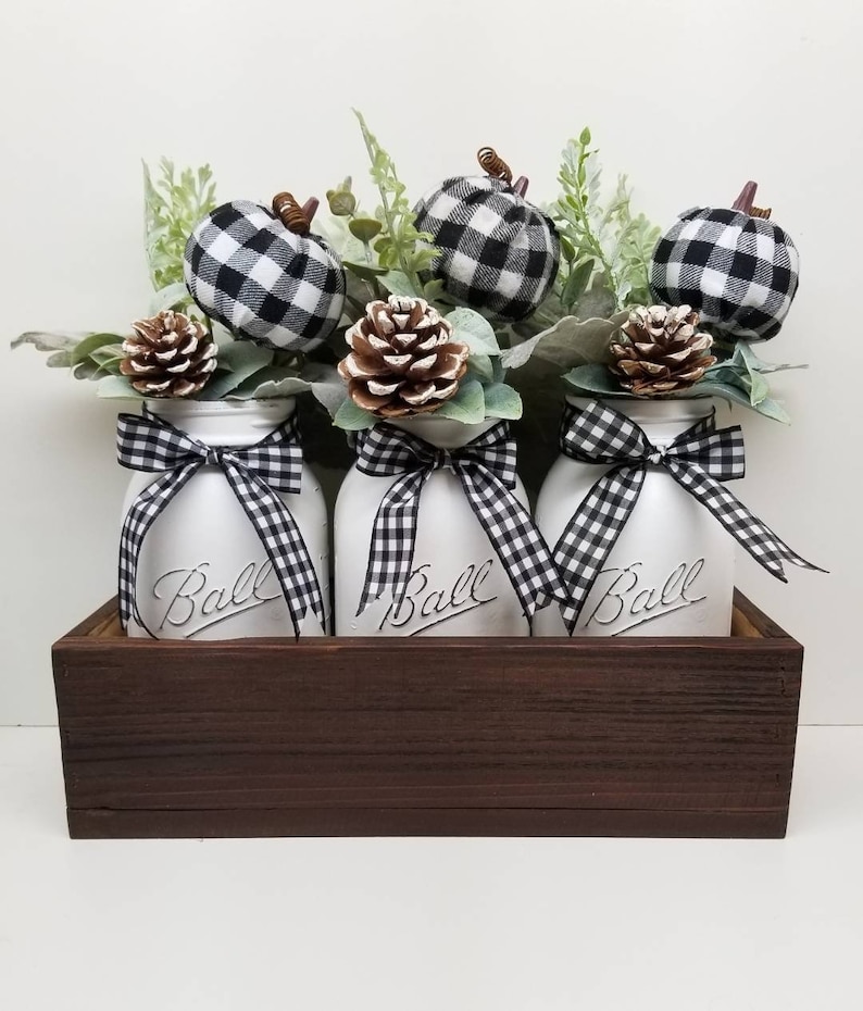 Buffalo Plaid Decor Fall Centerpiece Fall Decor Buffalo Etsy
