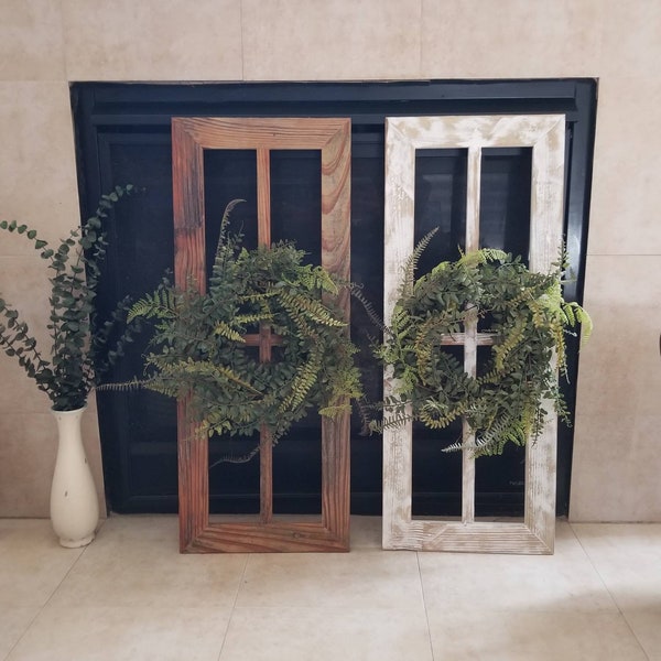 Set of Two Antique Window Frames, Farmhouse Wall Decor, Rustic Wall Decor, Rustic Home Decor