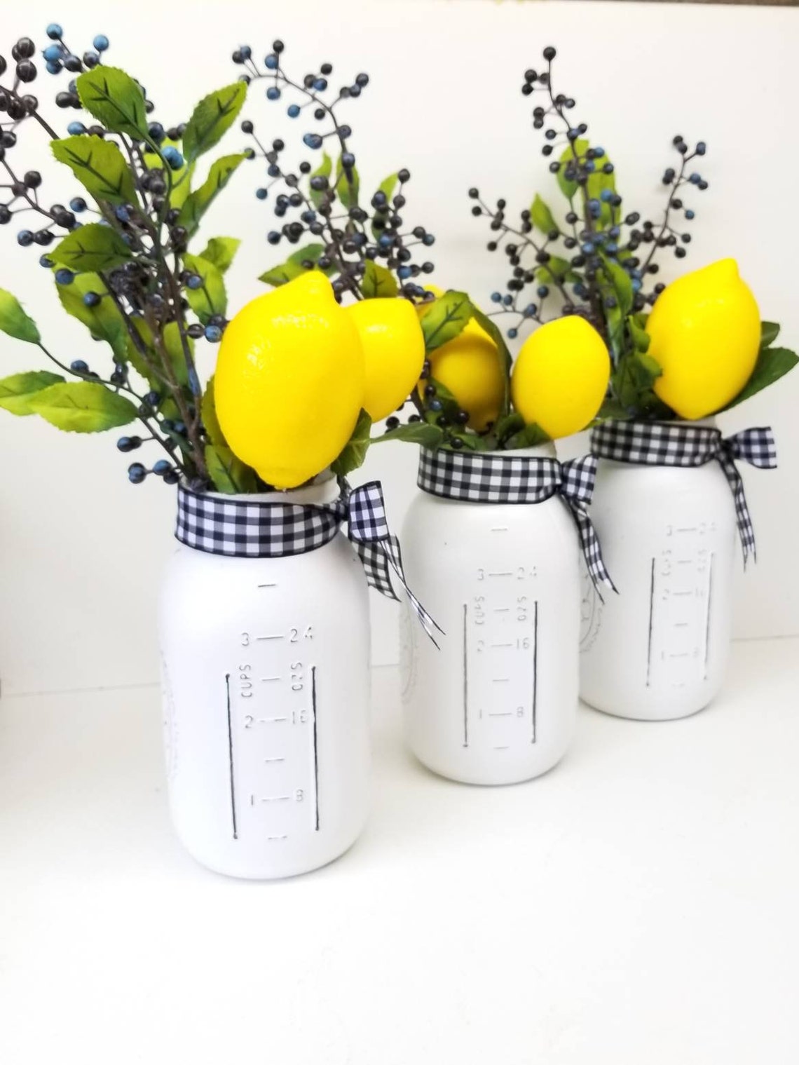 Farmhouse Centerpiece Lemon Mason Jar Lemons and Etsy