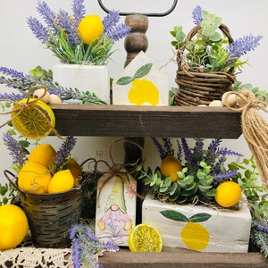 Lemon & Lavender Tiered Tray Decor: Farmhouse Miniatures
