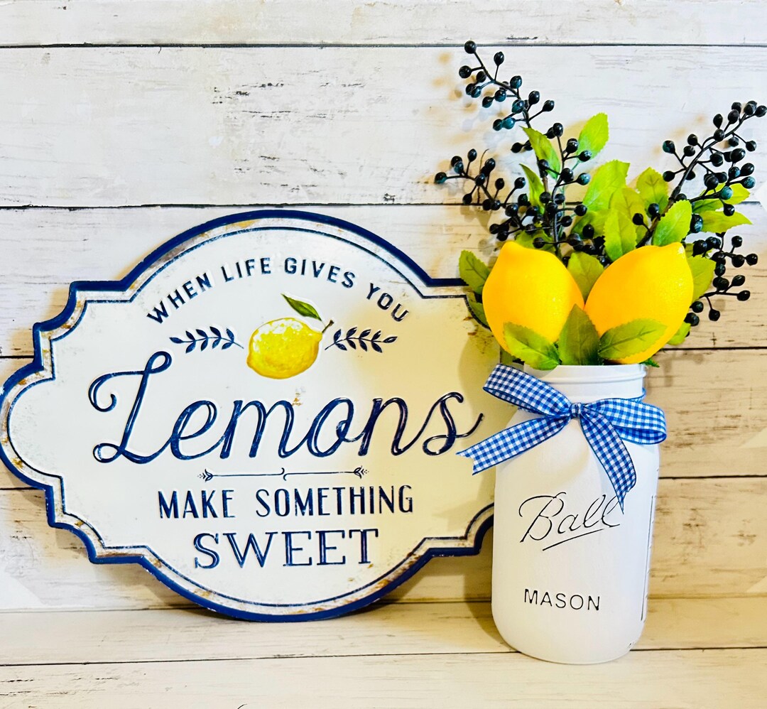 Rustic Lemon Centerpiece | Farmhouse Table Decor | Faux Lemon ...